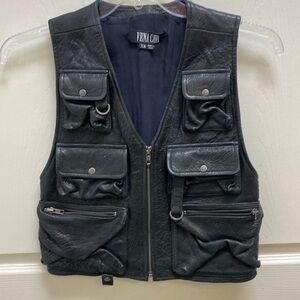 VENA CAVA Size XS Black Leather Zip Up Vest